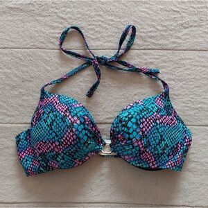 Smart & Sexy Swim Snake Print Swimsuit Halter 34C